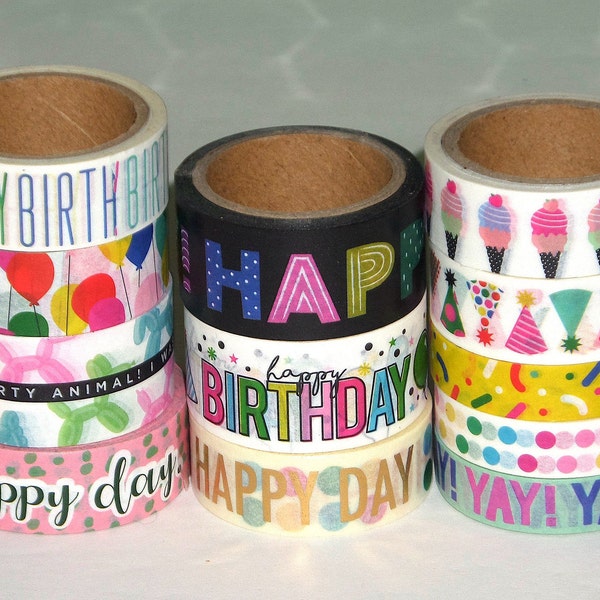 24 Inch Washi Tape Samples, Embellishment Scrapbooking Planner Tape Junk Journal Card Tag Making Birthday, Ice Cream, Balloon T30