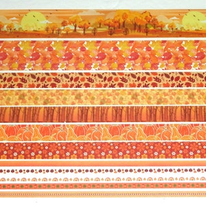 Autumn Fall, 24 Inch Washi Tape Samples, Embellishment Scrapbooking Planner Tape Junk Journal Card Making, Leaves, Pumpkin Fall Trees C32