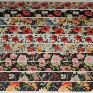 Floral 24 Inch Washi Tape Samples, Embellishment, Scrapbooking, Planner Tape Junk Journal, Card Making, Poppies, Daisies