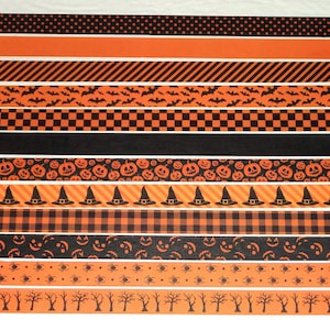Halloween, 24 Inch Washi Tape Samples, Embellishment Scrapbooking Planner Tape Junk Journal Card Tag Making, Pumpkin, Witch Hat, Spider O14