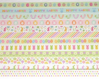 24 Inch Washi Tape Samples, Embellishment, Scrapbooking, Planner Tape, Junk Journal, Card Tag Making, Easter, Bunny, Rabbit, Egg, Pastel C15