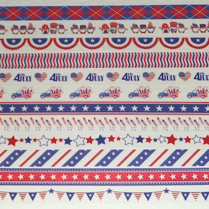 24 Inch Washi Tape Samples, Embellishment, Scrapbooking, Planner Tape, Junk Journal,Card Tag Making Paper Crafts, Patriotic, 4th of July C36