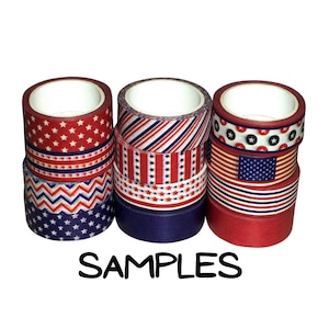 24 Inch Washi Tape Samples, Embellishment, Scrapbooking Planner Tape Junk Journal, Card Tag Making, Paper Crafts, Patriotic, 4th of July C36