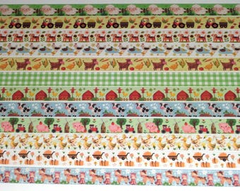 Farm, 24 Inch Washi Tape Samples, Embellishment Scrapbooking Planner Tape Junk Journal Card Making, 5/8 Inch, Cow, Lamb, Farm Animals, C50