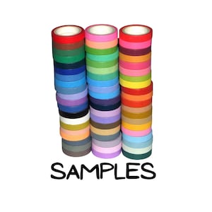 1/4 Inch Solid Color 24 Inch Washi Tape Samples, Embellishment, Scrapbooking, Planner Tape, Junk Journal, Card Tag Making