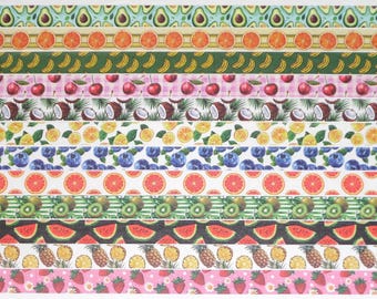 Fruit -  24 Inch Washi Tape Samples, Embellishment, Scrapbooking, Planner Tape Junk Journal, Card Making, Strawberry, Kiwi, Watermelon C57