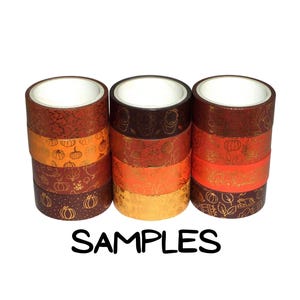 5/8 Inch Fall, 24 Inch Washi Tape Samples, Embellishment Scrapbooking Planner Tape Junk Journal Card Tag Making Pumpkin Turkey Fall Leaf C17