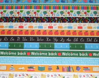 Back to School 24 Inch Washi Tape Samples Embellishment Scrapbooking Planner Tape Junk Journal Card Tag Making Bus Crayons, Ruler, Apple C21