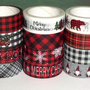 Christmas, 24 Inch Washi Tape Samples, Embellishment, Scrapbooking, Planner Tape, Junk Journal, Card Tag Making, Plaid Moose, Lumberjack T01