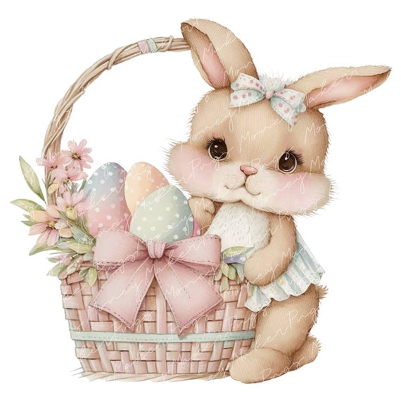 Easter Bunny Pink Watercolor Flower Headband Girls T Shirt Easter Bunny Pink Watercolor Flower Headband Girls T Shirt