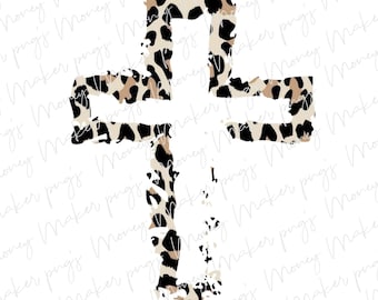 Distressed Leopard Cross PNG, Cheetah Cross PNG Print File for Print, DTG Designs, Christian png, Bible PNGs, Church png
