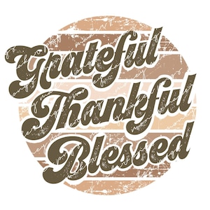 Retro Herbst Clip Art, Dankbar Dankbar Gesegnet PNG, Saisonale Herbst Thanksgiving Clipart, Digital Design, Sofortiger Download