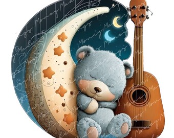 Acuarela Teddy Bear Clipart para niño, acuarela Baby Shower Clipart, Blue Teddy Bear Clipart, Nursery Rhyme Teddy Bear, Cute Teddy Clipart