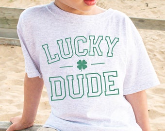 Lucky Dude png, archivo digital del Día de San Patricio para niños, Clover Instant Download, Green St Patricks Clip Art, Cool Boys Shirt Png, pod