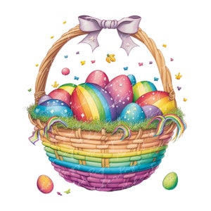 Cute Colorful PNG, Easter Digital Design Download, Rainbow Easter Basket png, Girl Easter png, Ranibow Easter png, Spring Colors png