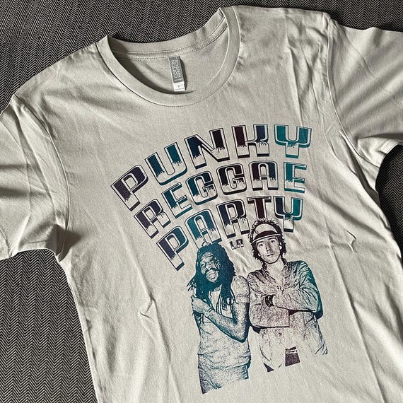 Punky Reggae Party Big Youth/ Lydon T-shirt - Light Grey (medium 