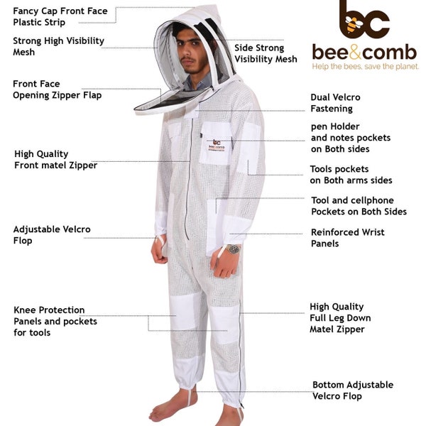 High-quality 3-layer Ventilated Bee Suit with FACEUP Opening