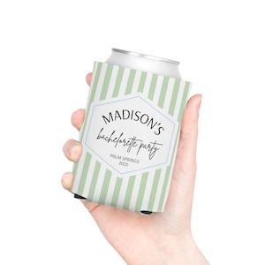 Personalized Coastal Can Cooler for Bachelorette Party Favor Green, Bachelorette Party Gift, Wedding Custom Drink, Beach Bachelorette