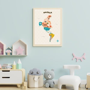 Printable America Map Educational Print for Kids Preschool - Etsy