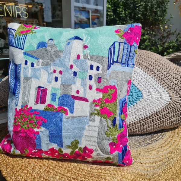 Greek Embroidered Cushions Etsy UK