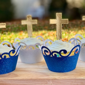 Cross Cupcake Toppers -Religious  Baptism Communion