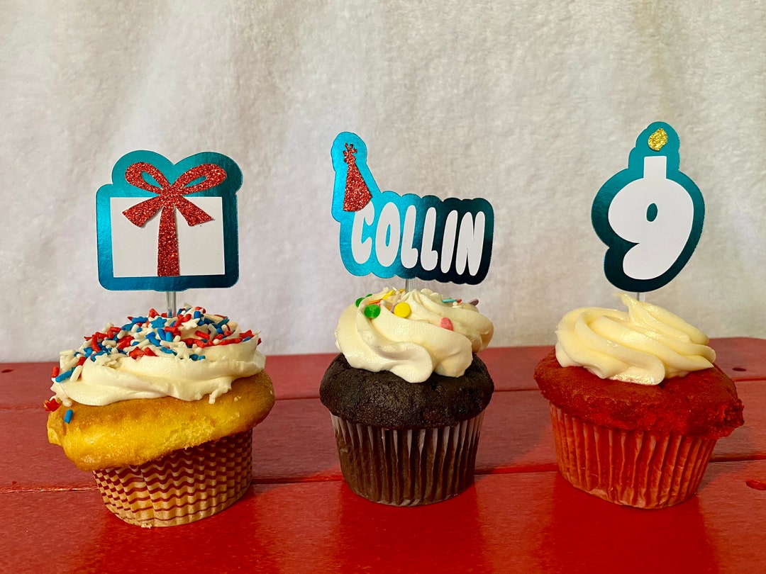 Custom Birthday Cupcake Toppers Etsy