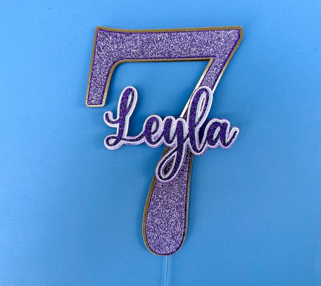 Purple Glitter Number Personalized Birthday Cake Topper - Etsy