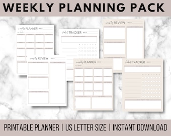 Five Day Weekly Planner Printable To Do List, Weekly Schedule, Week At a Glance, Student Planner, Work/Office Planner, Habit Tracker