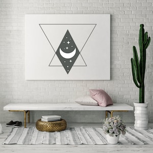 digital art, wall art, crescent moon, moon, witchy, digital download, minimal, green, modern, printable, midnight, abstract, geometric