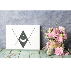 digital art, wall art, crescent moon, moon, witchy, digital download, minimal, green, modern, printable, midnight, abstract, geometric