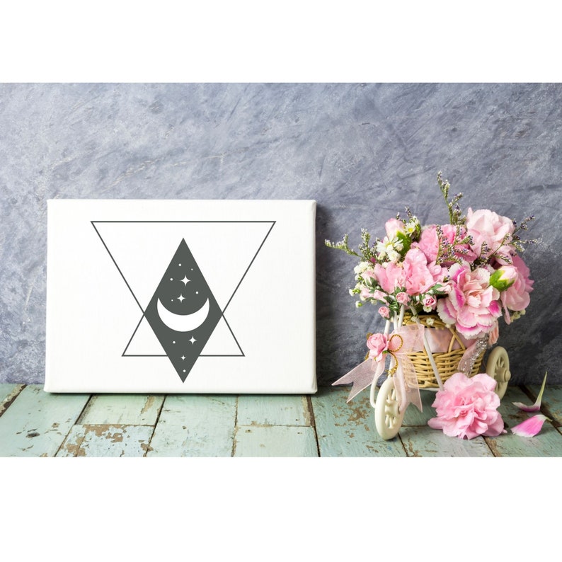 digital art, wall art, crescent moon, moon, witchy, digital download, minimal, green, modern, printable, midnight, abstract, geometric