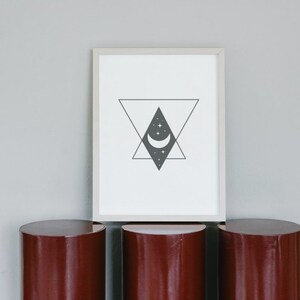 digital art, wall art, crescent moon, moon, witchy, digital download, minimal, green, modern, printable, midnight, abstract, geometric