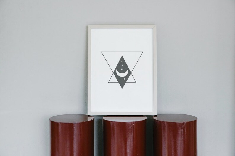 digital art, wall art, crescent moon, moon, witchy, digital download, minimal, green, modern, printable, midnight, abstract, geometric