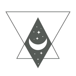 digital art, wall art, crescent moon, moon, witchy, digital download, minimal, green, modern, printable, midnight, abstract, geometric