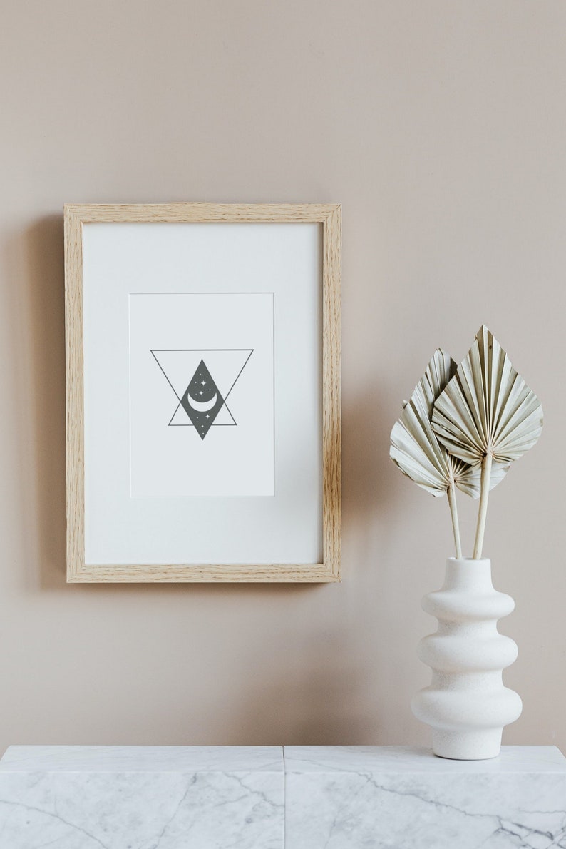 digital art, wall art, crescent moon, moon, witchy, digital download, minimal, green, modern, printable, midnight, abstract, geometric