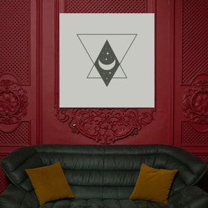 digital art, wall art, crescent moon, moon, witchy, digital download, minimal, green, modern, printable, midnight, abstract, geometric