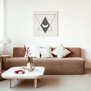 digital art, wall art, crescent moon, moon, witchy, digital download, minimal, green, modern, printable, midnight, abstract, geometric