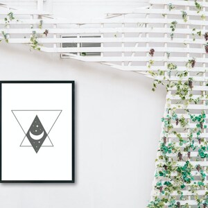 digital art, wall art, crescent moon, moon, witchy, digital download, minimal, green, modern, printable, midnight, abstract, geometric