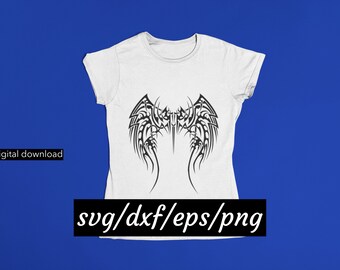Angel Wings SVG, Tribal Angel Wings, EPS, Wings svg, Angel svg, dxf, png for tshirts, cricut, Stylistic, Trendy