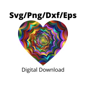 Heart svg, Prismatic heart, Rainbow heart, love svg, hearts dxf, Heart Silhouette, heart png for tshirts
