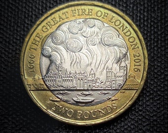 Rare Great fire of London two pounds coin from the UK