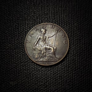 1901 Victorian one farthing coin from the UK