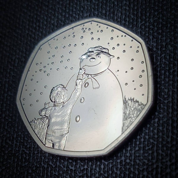 Snowman rare 50p coin for Christmas gift or craft supply