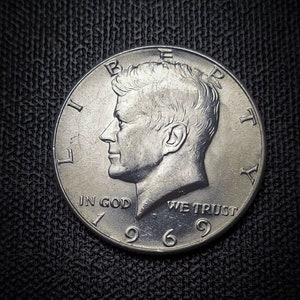 1969 Silver half dollar coin from the US