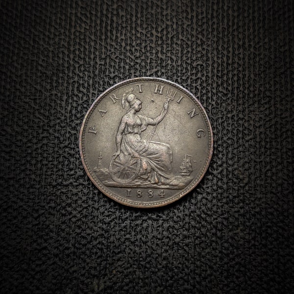 1884 Victorian one farthing coin from the UK