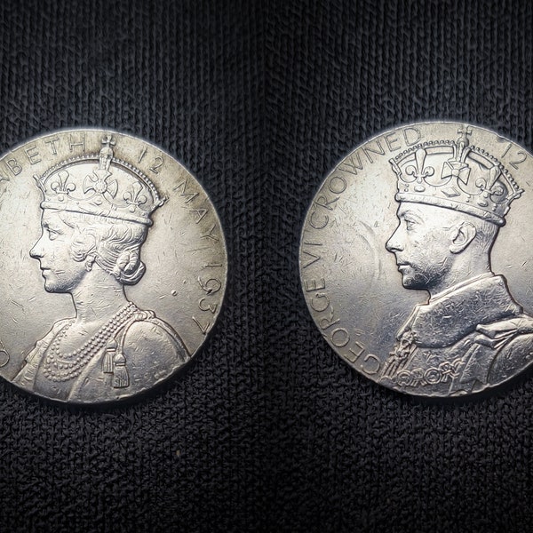 Coronation silver 1937 King George VI medal featuring Queen Elizabeth