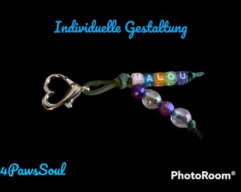 Schlüsselanhänger mit Namen und Perlen - 100% handmade - individuell