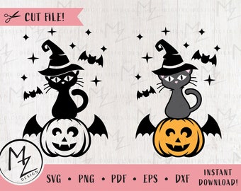 Cat in a Hat svg, Dracula Pumpkin svg, Witch's Hat svg, Halloween png, Fall Kids Halloween shirt svg, Silhouette, Cricut, Vinyl, Iron on