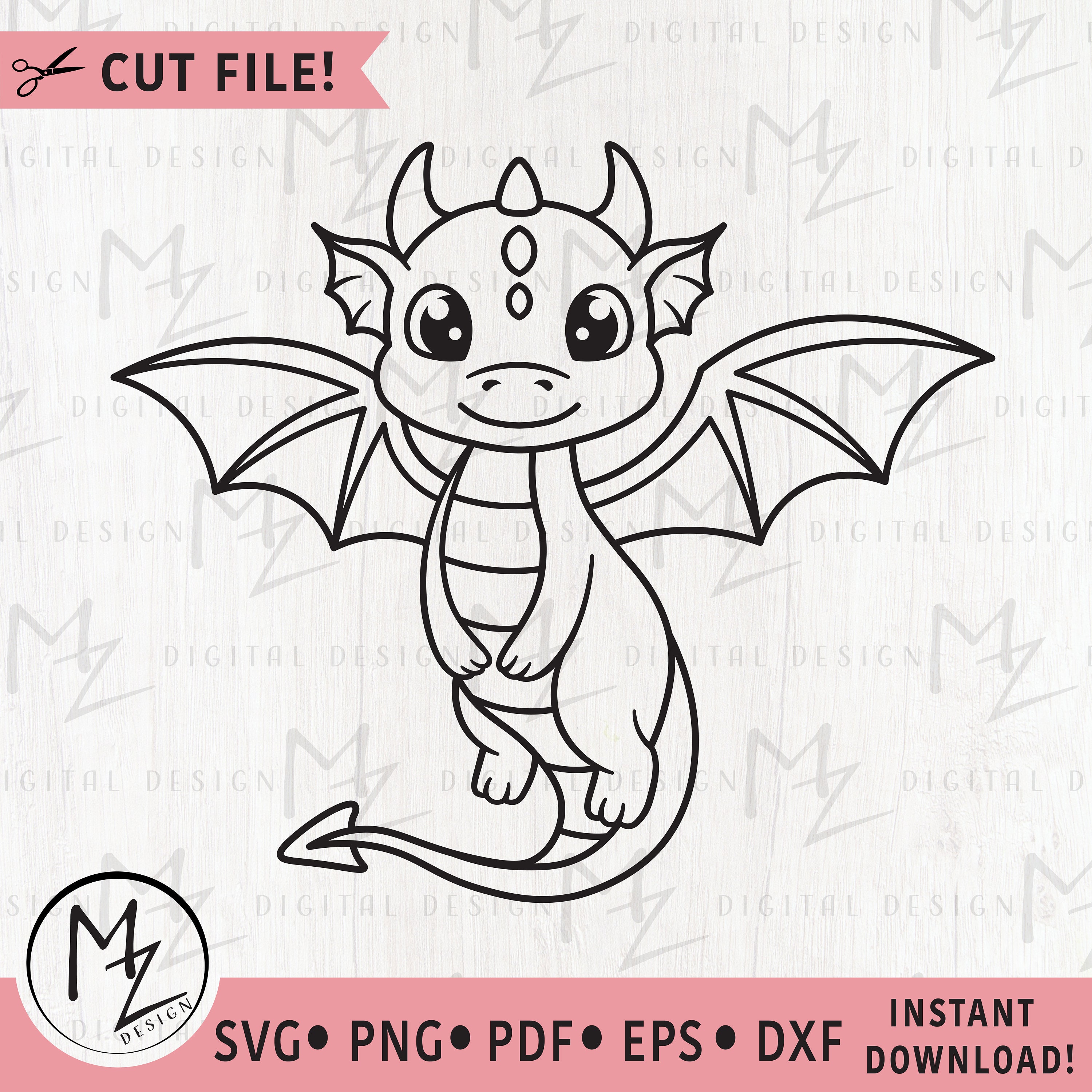 Cute Dragon SVG Fantasy SVG Kids Dragon Flying Dragon SVG Cricut ...