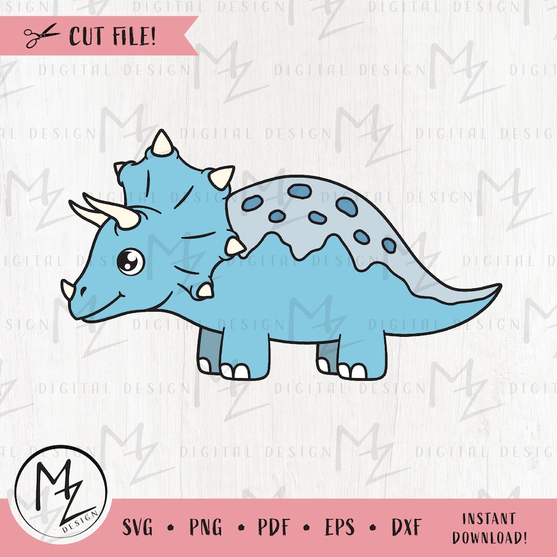 Cute Triceratops SVG Layered Cut File Baby Dinosaur Clipart PNG ...